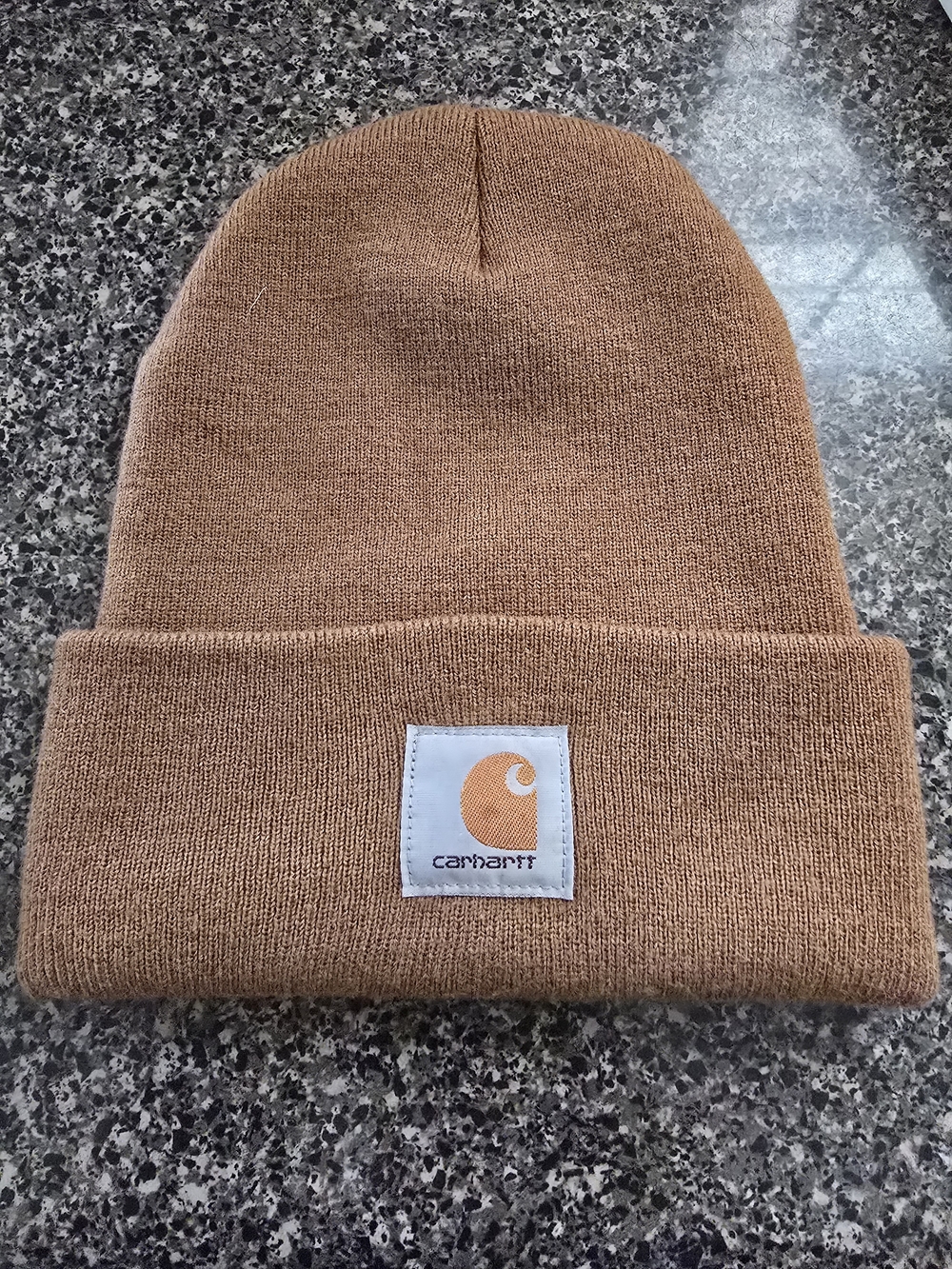 Carhartt Tan Knit Beanie with Logo Patch